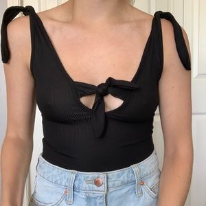 Black Ribbed Bodysuit